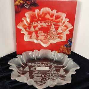 Mikasa Frosted Crystal 9-3/4" Christmas Story Dish